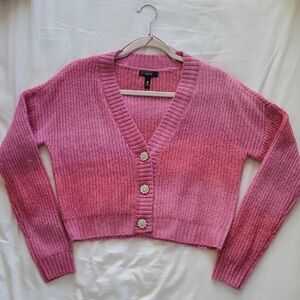 Aqua Pink Knit Cardigan Sweater